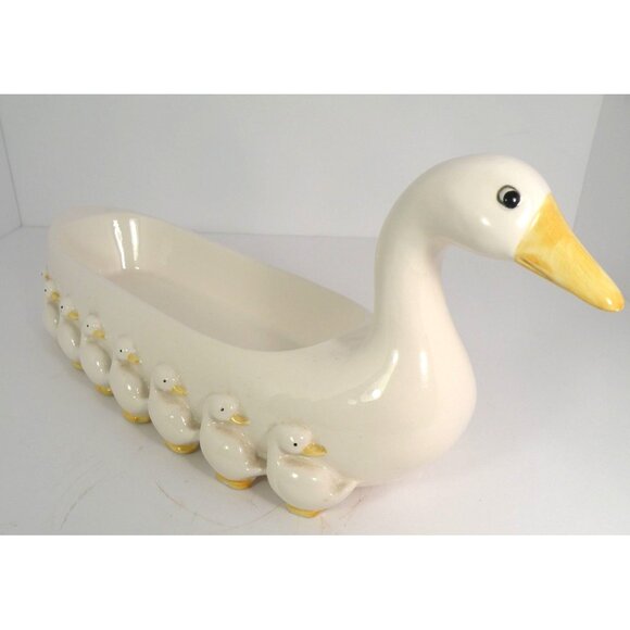 Fitz and Floyd Ceramic Duck/Goose Serving Vessel With Ducklings/Goslings For Tre - Picture 1 of 9